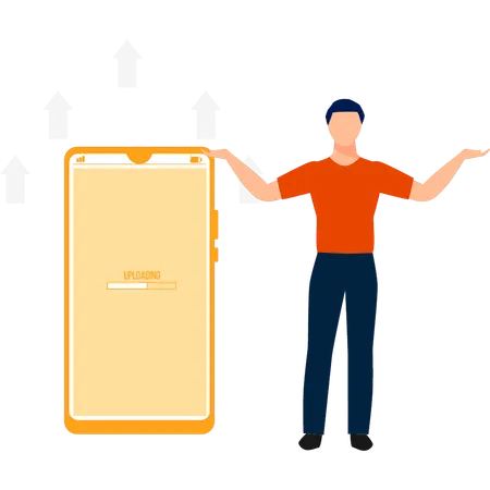 Man Standing Next To Mobile  Illustration