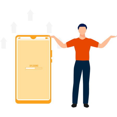 Man Standing Next To Mobile  Illustration