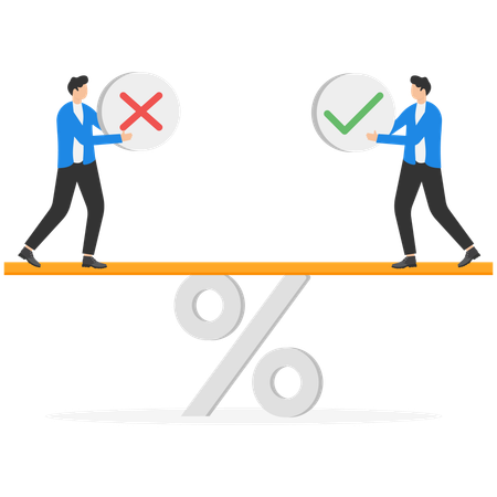 Man standing on balancing board with round  Illustration