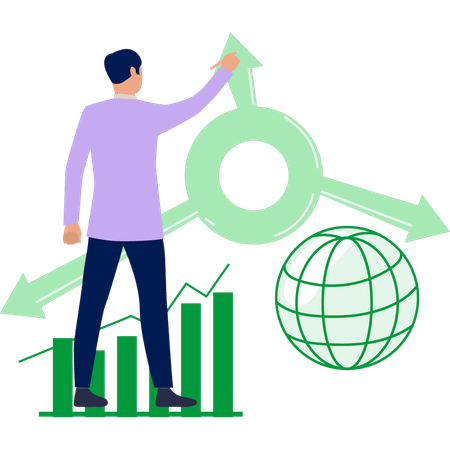 Man standing on graph  Illustration