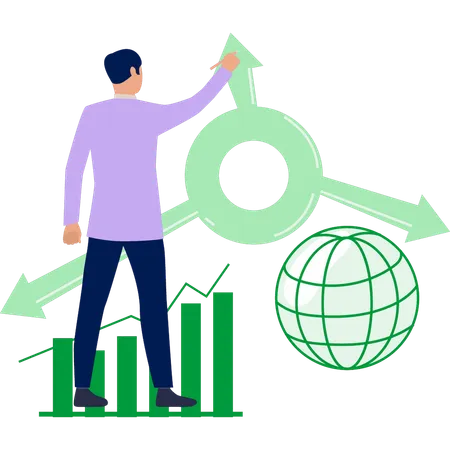 Man standing on graph  Illustration