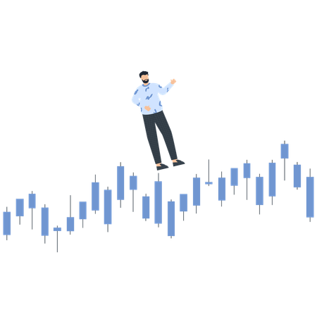Man Standing on Stock Chart  Illustration