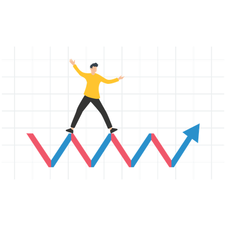 Man standing on stock market chart  Illustration