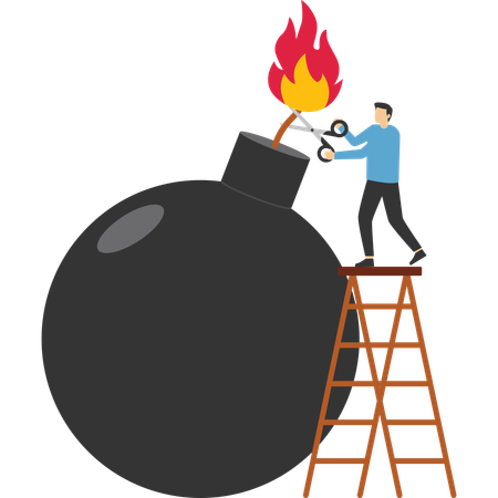 Man standing on the ladder  Illustration