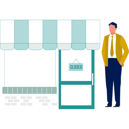 Man standing outside shop  Illustration