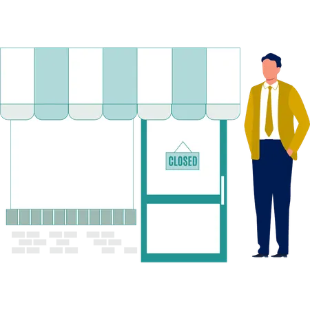 Man standing outside shop  Illustration