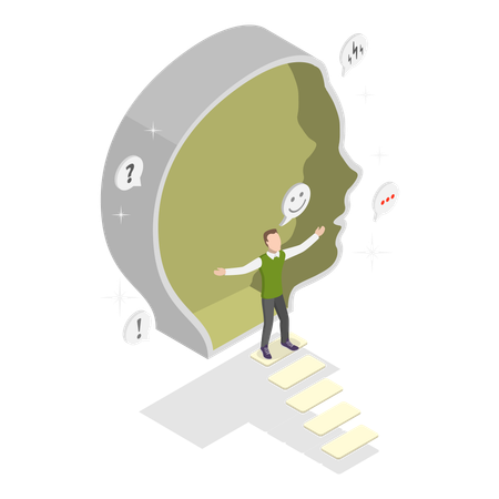 Man standing while explaining about introvert vs extrovert  Illustration