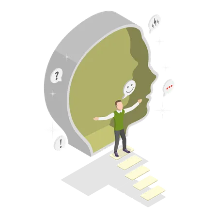 Man standing while explaining about introvert vs extrovert  Illustration