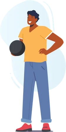 Male Character Spend Time On Weekend Playing Bowling Man Holding Ball Prepare To Throw Hit Pins Leisure Active Lifestyle Sparetime In Bowling Club Sports Recreation Cartoon Vector Illustration Illustration
