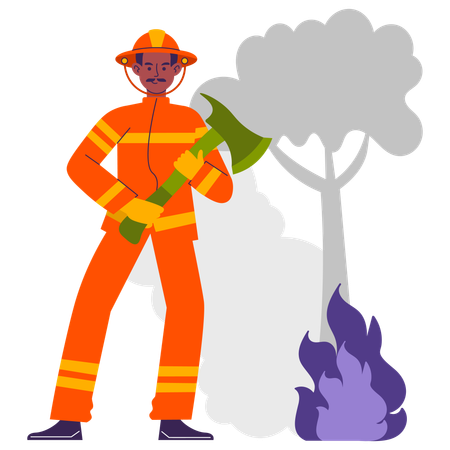 Man standing with axe  Illustration