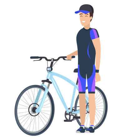 Man standing with bicycle  Illustration