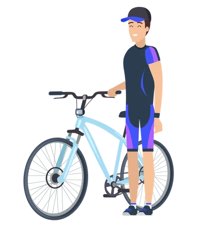 Man standing with bicycle  Illustration