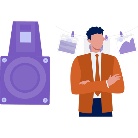 Man standing with camera  Illustration