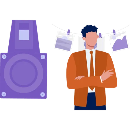 Man standing with camera  Illustration