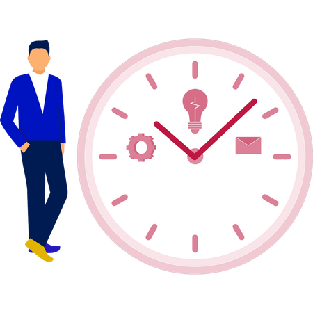 Man standing with clock  Illustration