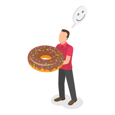 Man standing with donut  Illustration