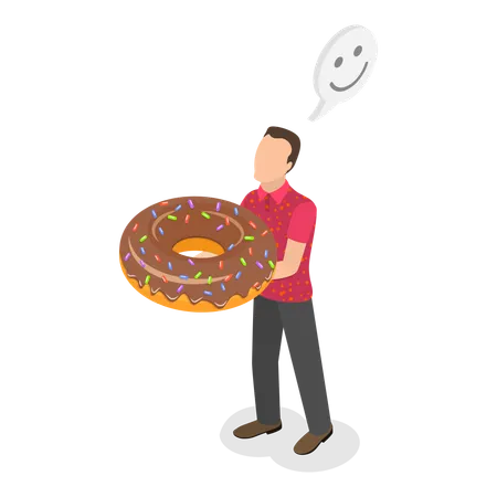 Man standing with donut  Illustration