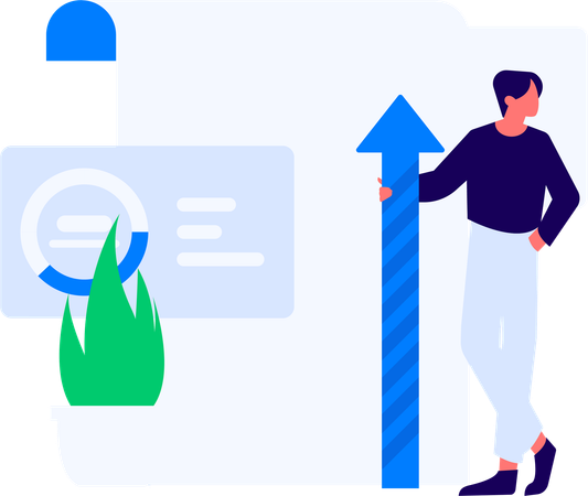 Man standing with growth chart  Illustration