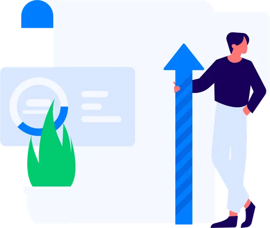 Man standing with growth chart  Illustration
