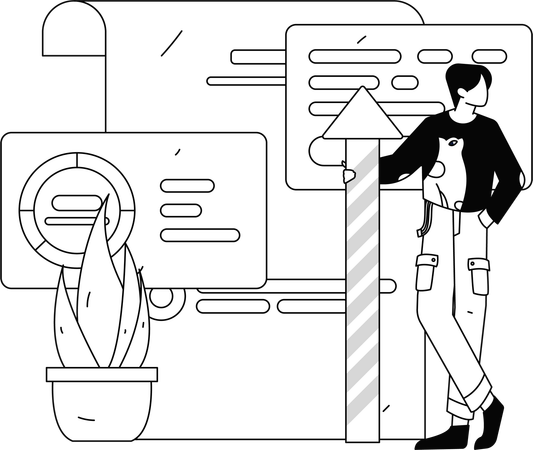 Man standing with growth chart  Illustration