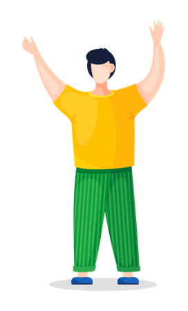 Man standing with hands up  Illustration