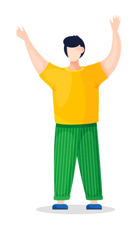 Man standing with hands up  Illustration