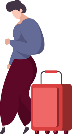 Man standing with luggage Illustration