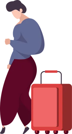 Man standing with luggage Illustration
