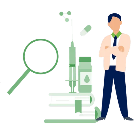 Man standing with medical equipment  Illustration