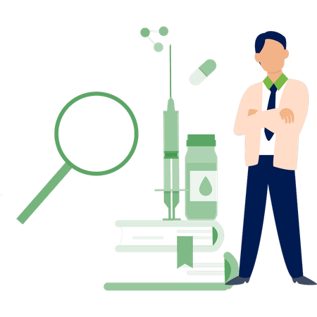 Man standing with medical equipment  Illustration