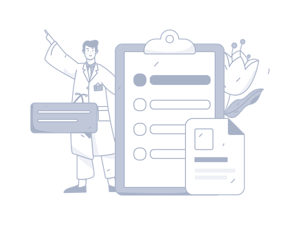 Man standing with medical Report  Illustration