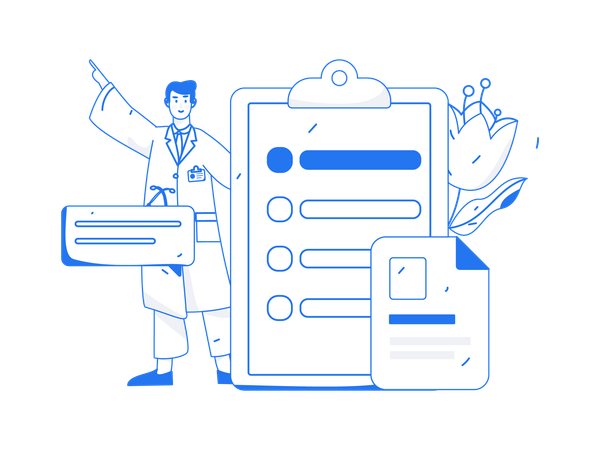 Man standing with medical Report  Illustration