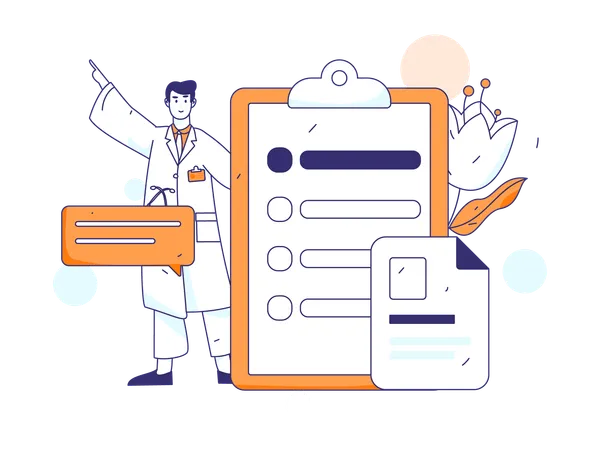 Man standing with medical Report  イラスト