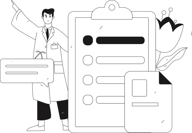 Man standing with medical Report  Illustration