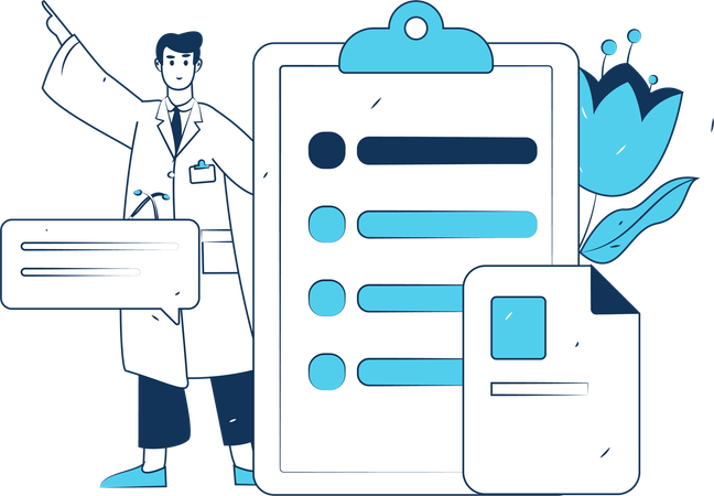 Man Standing With Medical Report  Illustration