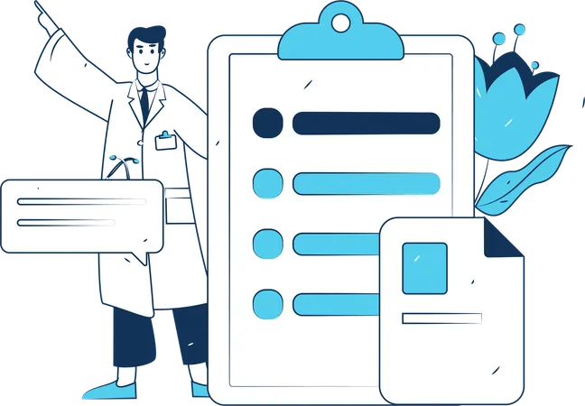 Man Standing With Medical Report  Illustration