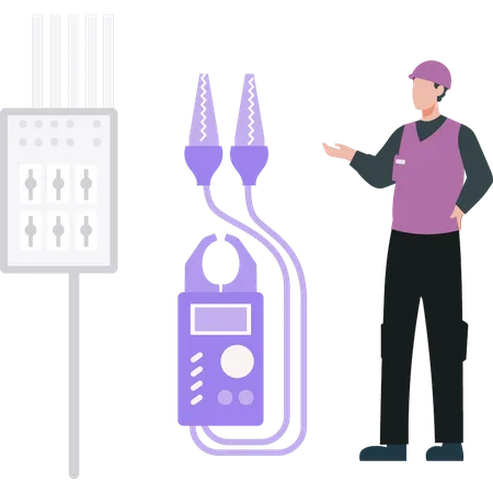 Man standing with meter  Illustration