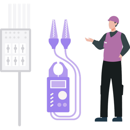 Man standing with meter  Illustration