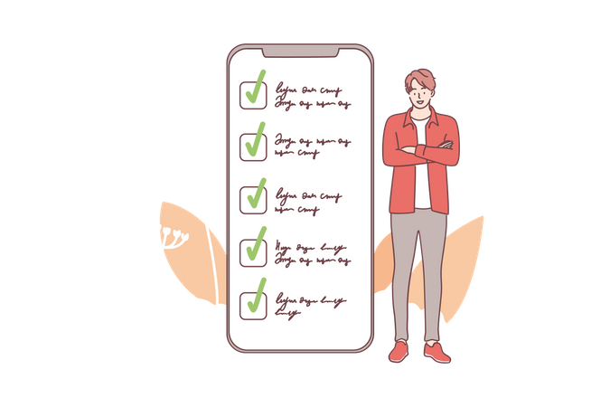Man standing with mobile  Illustration