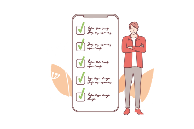 Man standing with mobile  Illustration