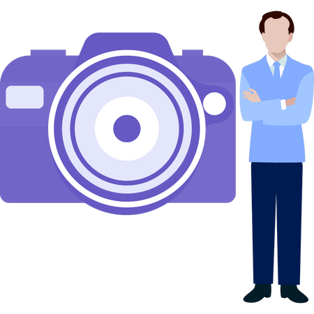 Man standing with photographer  Illustration