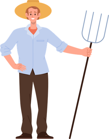 Man standing with pitchfork  Illustration