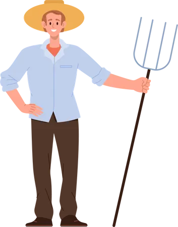 Man standing with pitchfork  Illustration