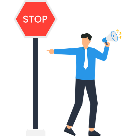 Man standing with stop sign  Illustration