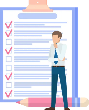 Man standing  with task list  Illustration