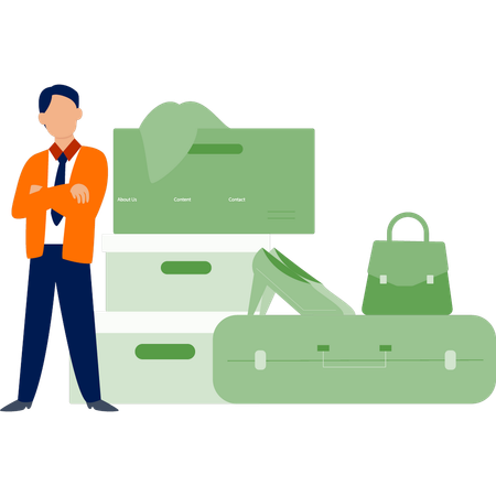 Man standing with travel bags  Illustration