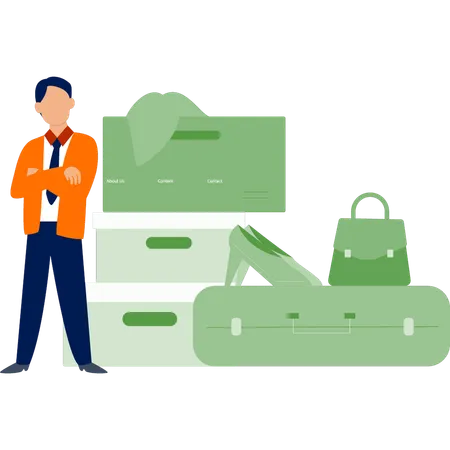 Man standing with travel bags  Illustration