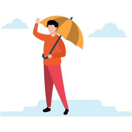 Man standing with umbrella  Illustration