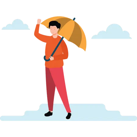 Man standing with umbrella  Illustration