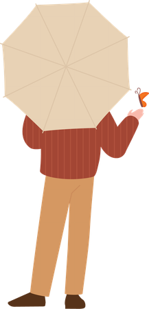 Man Standing With Umbrella  Illustration